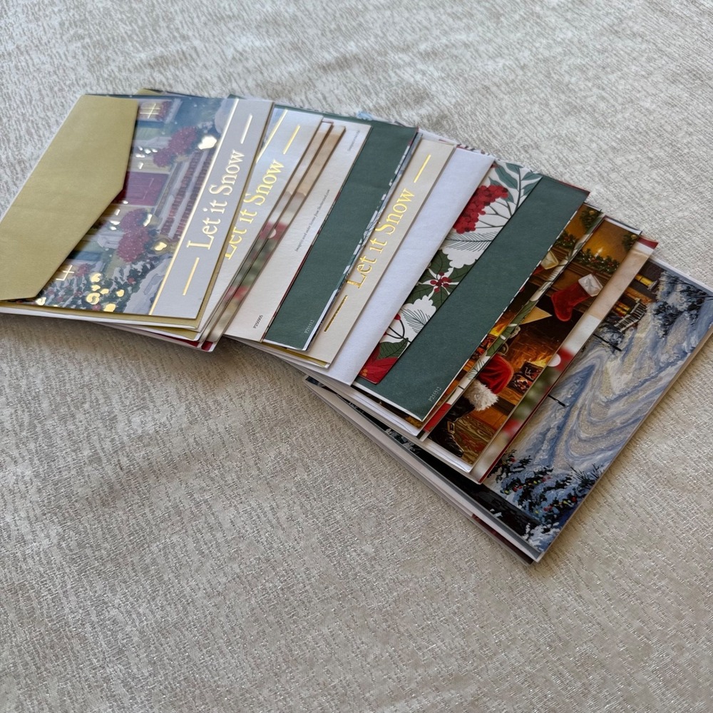 Lot of 16 Christmas Greeting Cards Envelopes Holiday Assorted Designs Scrapbook